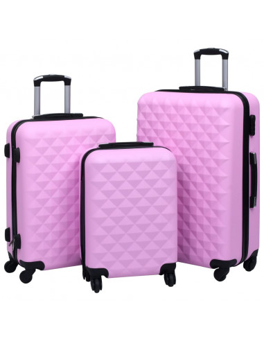 Set Valigie Trolley a Custodia Rigida 3 pz Rosa in ABS