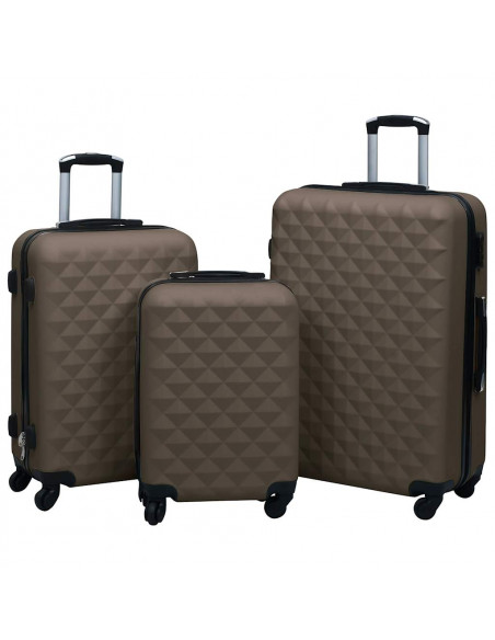Set Valigie Trolley a Custodia Rigida 3 pz Marrone in ABS