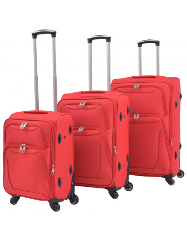 Set di Valigie Trolley 3 pz Morbide Rosse
