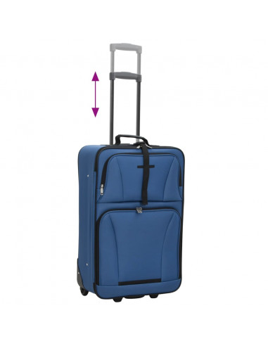 Set Valigie da Viaggio 5 pz Blu in Tessuto