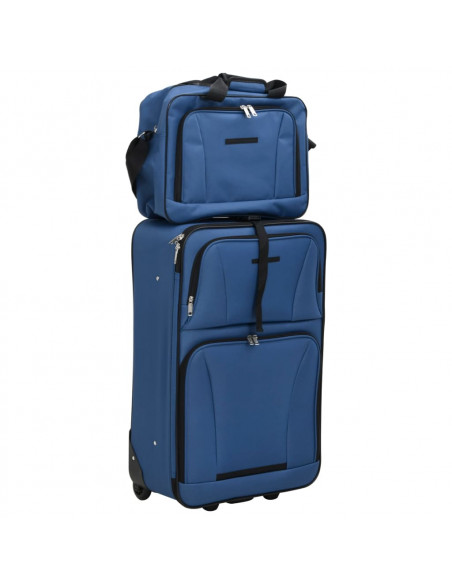 Set Valigie da Viaggio 5 pz Blu in Tessuto
