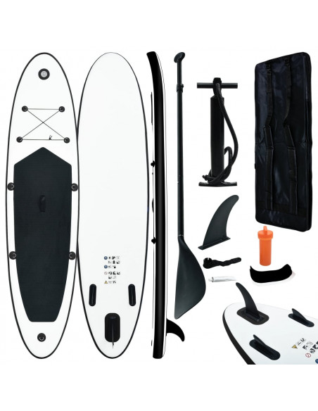 Set Tavola Gonfiabile da SUP Nero e Bianco