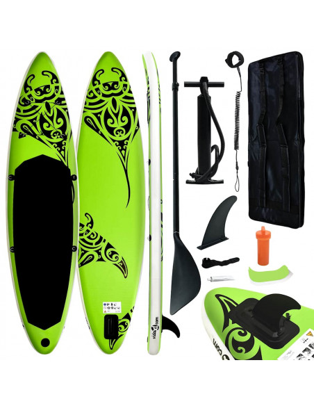 Set Tavola Gonfiabile da SUP 366x76x15 cm Verde
