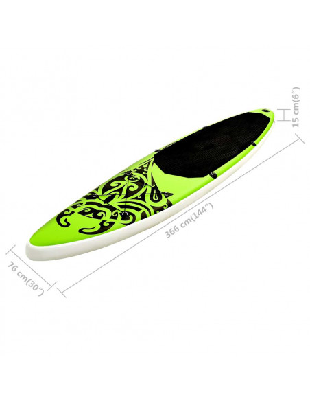 Set Tavola Gonfiabile da SUP 366x76x15 cm Verde