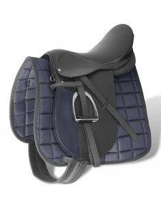 Set Sella Equitazione 16" in Pelle Naturale Nera 14 cm 5-in-1 2