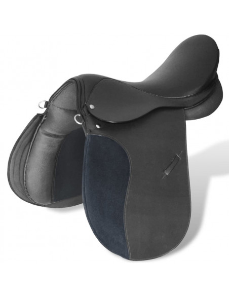 Set Sella Equitazione 16" in Pelle Naturale Nera 14 cm 5-in-1
