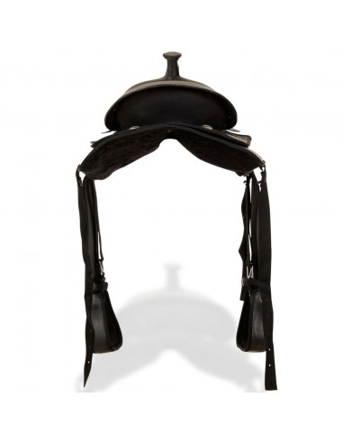Sella Western Testiera e Pettorale in Vera Pelle 17" Nero