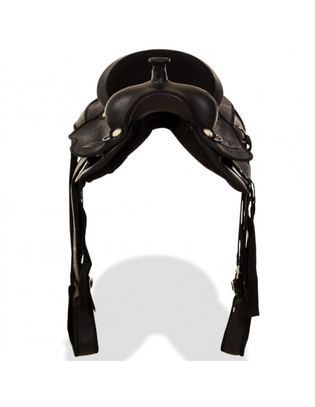 Sella Western Testiera e Pettorale in Vera Pelle 17" Nero