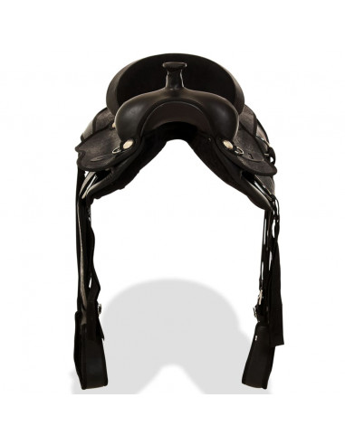 Sella Western Testiera e Pettorale in Vera Pelle 16" Nero