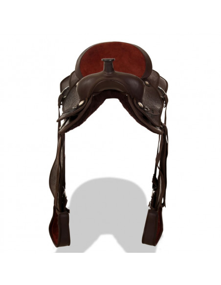 Sella Western Testiera e Pettorale in Vera Pelle 17" Marrone
