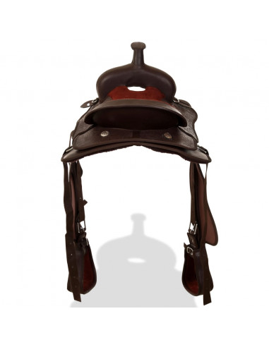 Sella Western Testiera e Pettorale in Vera Pelle 15" Marrone