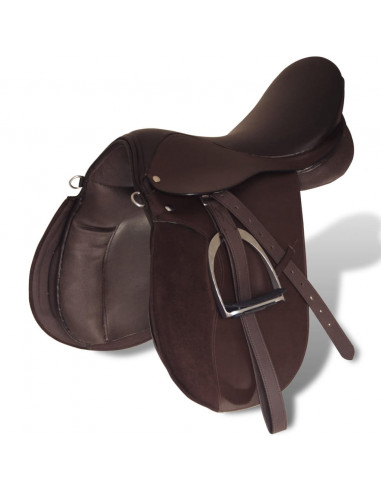 Set Sella Equitazione 17,5" in pelle naturale Marrone 18 cm 5-in-1