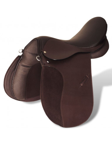 Set Sella Equitazione 17,5" in pelle naturale Marrone 18 cm 5-in-1