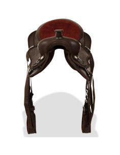 Sella Western Testiera e Pettorale in Vera Pelle 12" Marrone 2