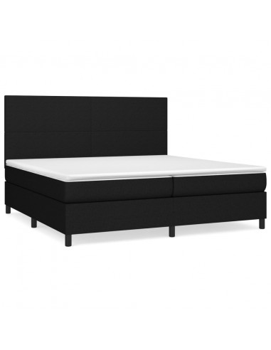 Giroletto a Molle con Materasso Nero 200x200 cm in Tessuto