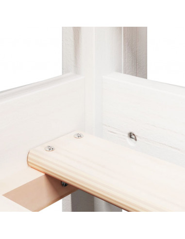 Letto Soppalco con Scala e Tetto Bianco 90x200 cm Massello Pino