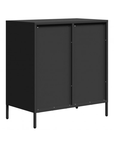 Credenza Nera 68x39x73,5 cm in Acciaio Laminato a Freddo