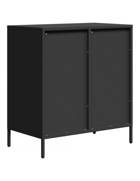 Credenza Nera 68x39x73,5 cm in Acciaio Laminato a Freddo