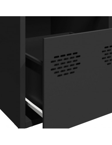 Credenza Nera 68x39x73,5 cm in Acciaio Laminato a Freddo
