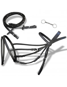 Briglie in pelle con redini e morso nero per cavallino puledro 2