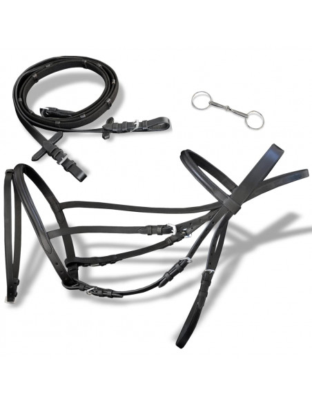 Briglie in pelle con redini e morso nero per cavallino puledro