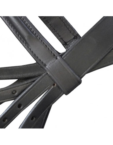 Briglie in pelle con redini e morso nero per cavallino puledro