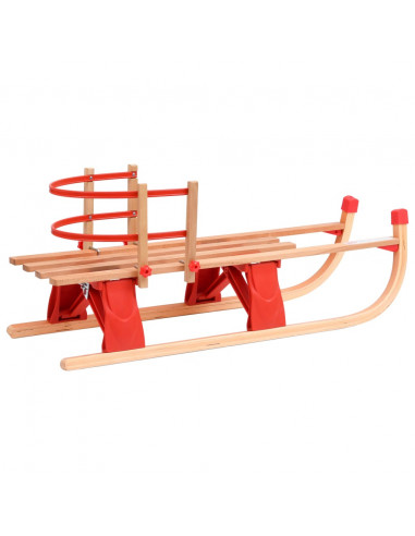 Slittino Pieghevole con Schienale in Legno 119 cm