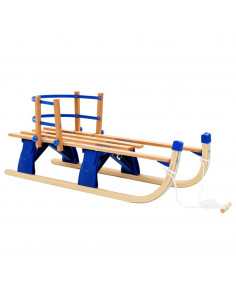 Slittino da Neve Pieghevole in Legno con Schienale 119 cm 2