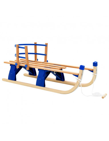 Slittino da Neve Pieghevole in Legno con Schienale 119 cm