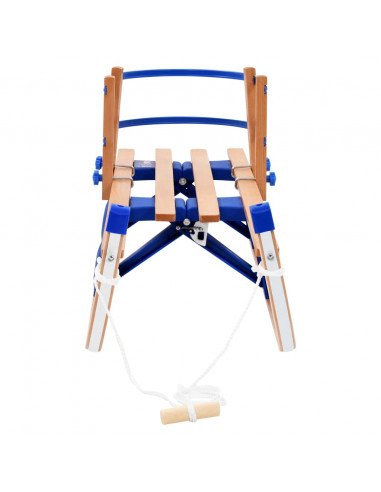 Slittino da Neve Pieghevole in Legno con Schienale 119 cm