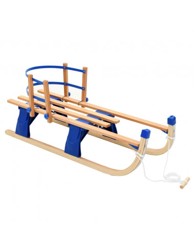 Slittino da Neve Pieghevole in Legno con Schienale 119 cm