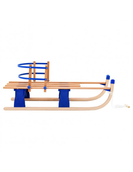 Slittino da Neve Pieghevole in Legno con Schienale 119 cm