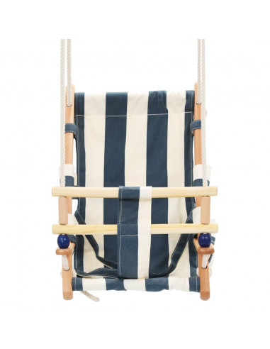 Altalena per Bambini con Cintura di Sicurezza Cotone Legno Blu