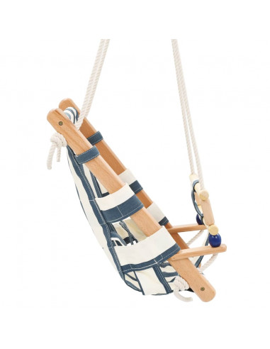 Altalena per Bambini con Cintura di Sicurezza Cotone Legno Blu