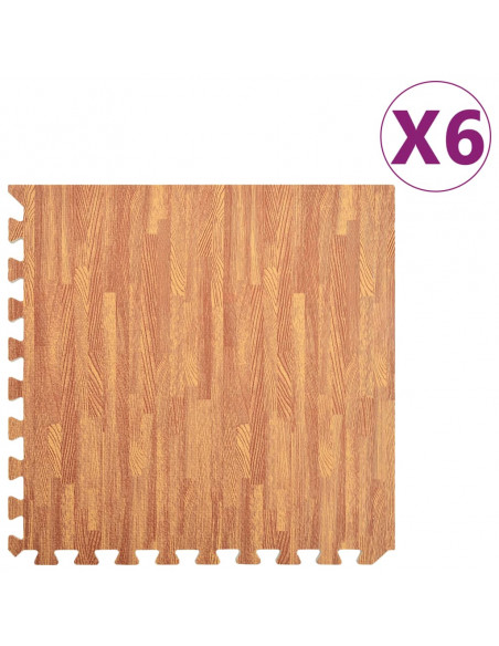 Tappetino a Incastro 6 pz Venature Legno 2,16 ㎡ Schiuma EVA