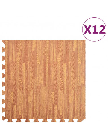 Tappetino a Incastro 12 pz Venature Legno 4,32 ㎡ Schiuma EVA