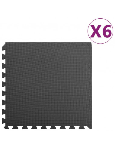 Tappetino a Incastro 6 pz 2,16 m² in Schiuma EVA Nera