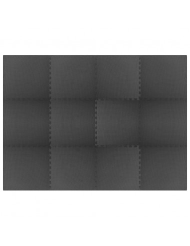 Tappetino a Incastro 12 pz 4,32 m² in Schiuma EVA Nera