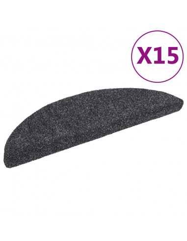 Tappetini Autoadesivi per Scale 15 pz 56x17x3 cm Grigio Scuro