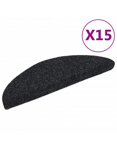 Tappetini Autoadesivi per Scale 15 pz 56x17x3 cm Nero