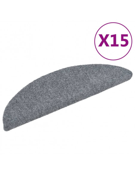 Tappetini Autoadesivi per Scale 15 pz 56x17x3 cm Grigio Chiaro