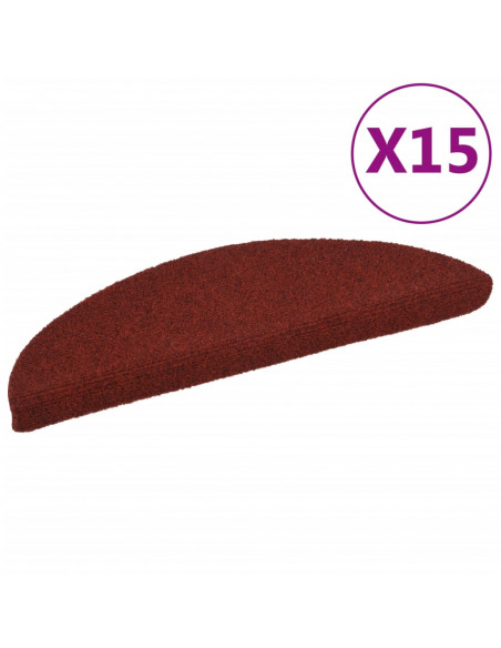 Tappetini Autoadesivi per Scale 15 pz 56x17x3 cm Rosso