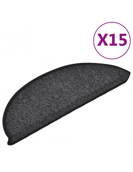 Tappetini per Scale 15 pz Antracite 56x17x3 cm