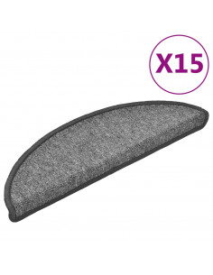 Tappetini per Scale 15 pz Grigio Scuro 56x17x3 cm 2