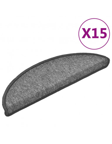 Tappetini per Scale 15 pz Grigio Scuro 56x17x3 cm