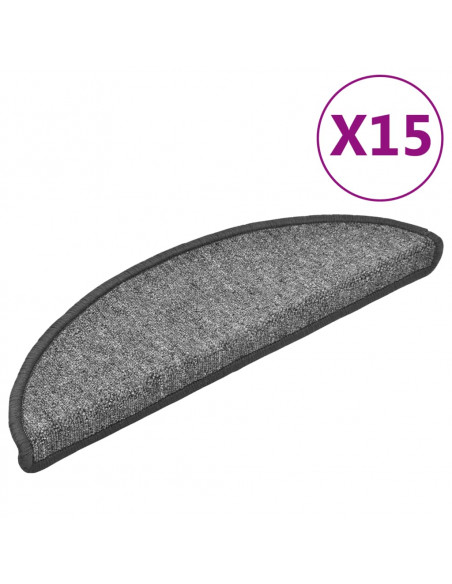 Tappetini per Scale 15 pz Grigio Scuro 56x17x3 cm