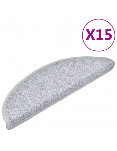 Tappetini per Scale 15 pz Grigio Chiaro 56x17x3 cm 2