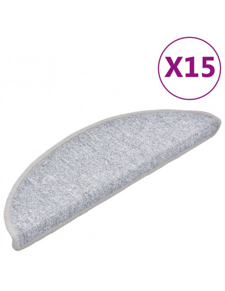 Tappetini per Scale 15 pz Grigio Chiaro 56x17x3 cm