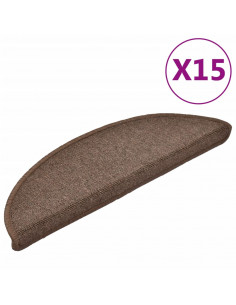 Tappetini per Scale 15 pz Marrone Caffè 56x17x3 cm 2