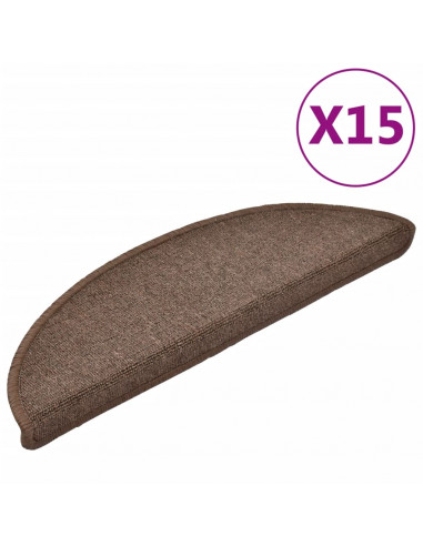 Tappetini per Scale 15 pz Marrone Caffè 56x17x3 cm
